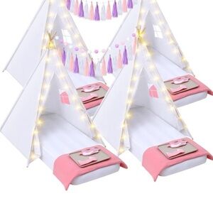 Pink and White Teepee Tent Set for Kids